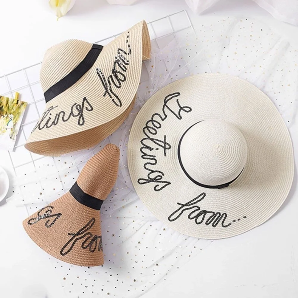 *MEADOW* Beige Embroidered Summer Beach Hat